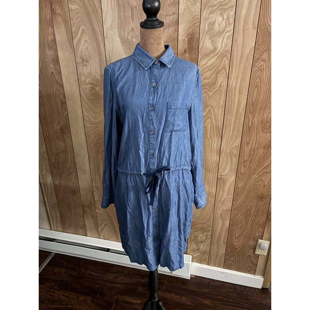 G.H. Bass & Co Womens Blue Lyocell Denim Shirt Dress Long Sleeve Size M